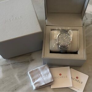 Michele Silver Chronograph Watch Set